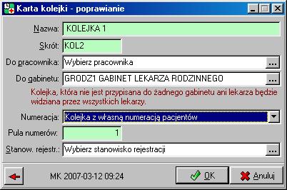 Ikony na pasku zadań odpowiadają poleceniom z menu głównego programu. Po uruchomieniu programu pojawia się okno KS-Poczekalnia Rejestracja.