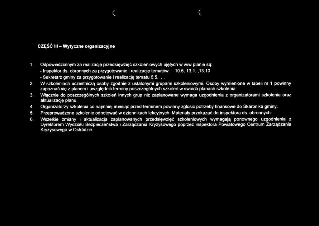 Osoby wymienione w tabeli nr 1 powinny zapoznać się z planem i uwzględnić terminy poszczególnych szkoleń w swoich planach szkolenia. 3.