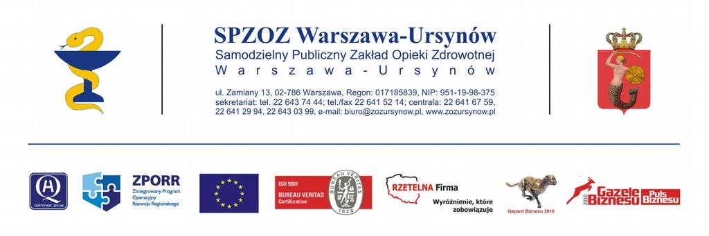 Warszawa, dnia 09.01.2017r. Nr sprawy SPZOZ.U.880/2016 ZAWIADOMIENIE Na podstawie art. 38 ust. 2 ustawy z dnia 29 stycznia 2004 r. - Prawo zamówień publicznych ( Dz. U. z 2013 r., poz. 907, z późn.