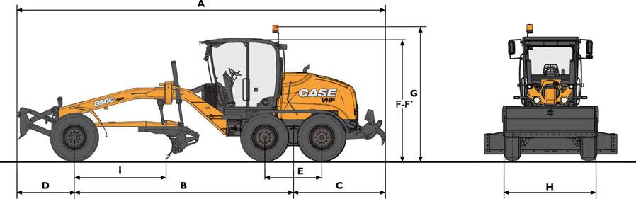 RÓWNIARKI SERII C WYMIARY OGÓLNE MASZYNA Z: 836C 836C AWD 856C 856C AWD Przeciwwaga przód i tył kg 11701 12001 14976 15376 Przód lemiesz; tył przeciwwaga kg 11805 12105 15140 15540 Przód przeciwwaga;