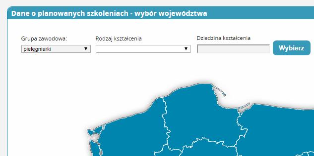 W opcji Nazwa dziedziny szkolenia wyszukujemy konkretną nazwę kursu, który nas interesuje. Jeżeli szukane szkolenie istnieje zostanie wyświetlone.