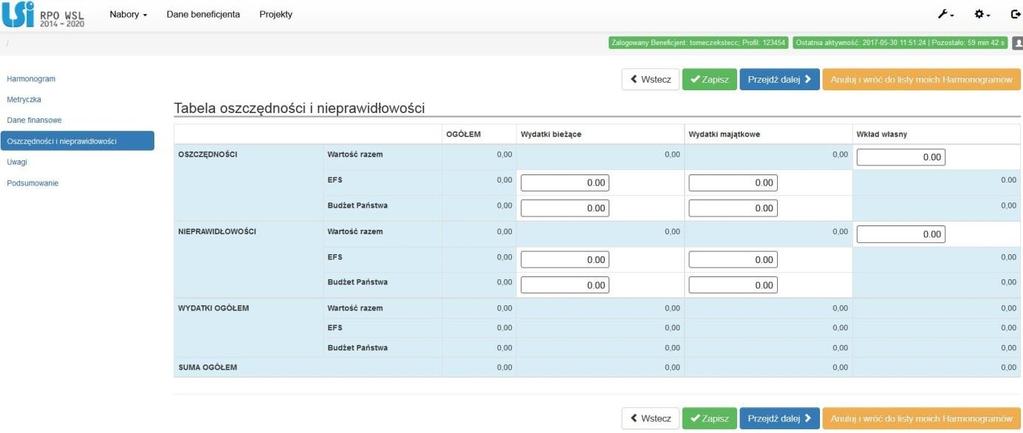 Oszczędności Jeśli na pewnym etapie realizacji projektu Beneficjent stwierdzi, iż w ramach projektu wystąpią oszczędności (np.