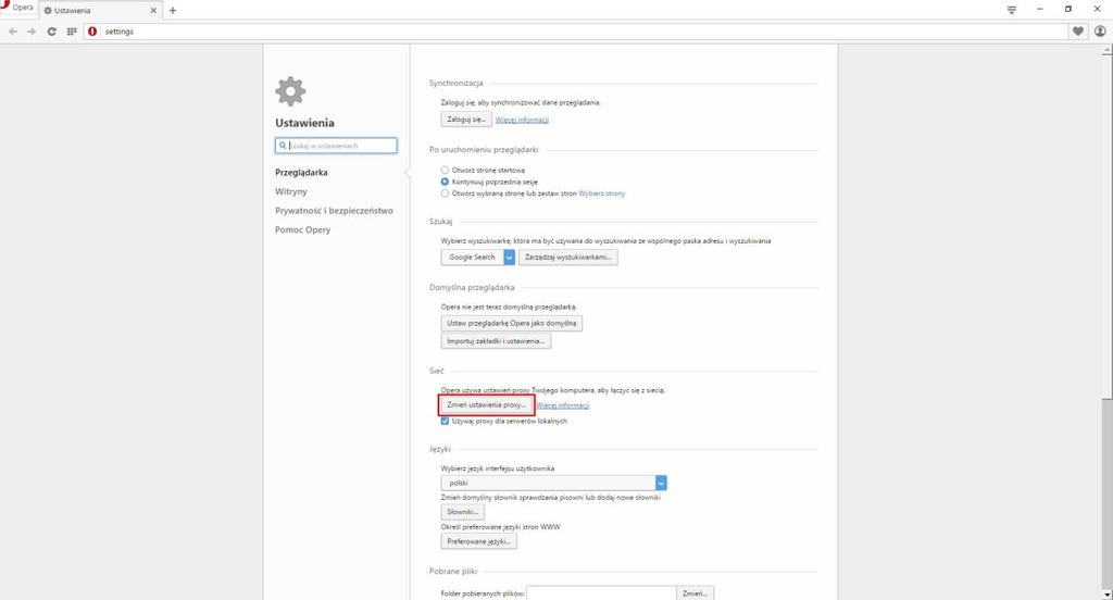 6. Konfiguracja Opera Przeglądarka Opera korzysta z tych samych ustawień co Internet Explorer.