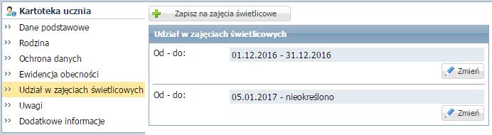 Prowadzenie Dziennika zajęć innych Uprawnienia do wpisywania uczniów na zajęcia świetlicowe ma użytkownik w roli Kierownik świetlicy.