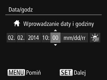 Początkowe przygotowania Ustawianie daty i godziny Wkładaj kartę pamięci ustawioną zgodnie z ilustracją, aż zatrzaśnie się w położeniu blokady.