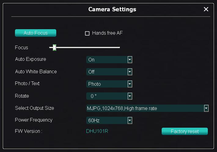 6.2.4 Ustawienia Kamery Kontroluje obraz na żywo poprzez interfejs Ustawienia kamery.