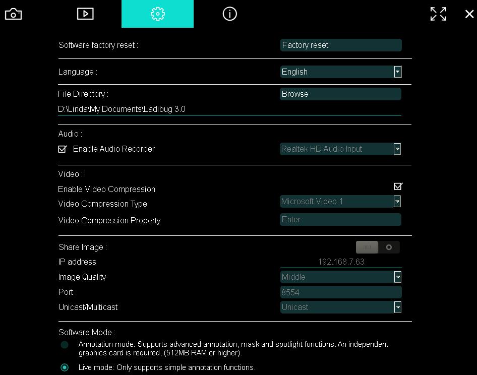 6.2.7 Ustawienia (Zaawansowane) Kliknij aby otworzyć menu ustawień 1. Reset do ustawień fabrycznych: Resetuj do wartości domyślnych. 2. Język: Wybierz język. 3.