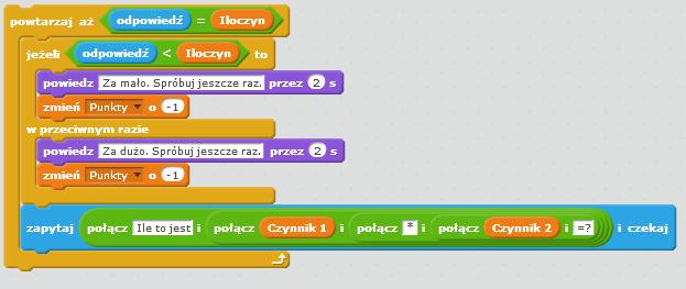 Gdzie umieścimy nasz powstały bloczek? Do jakiego momentu komputer powinien zadawać nam to samo pytanie w przypadku błędnej odpowiedzi?