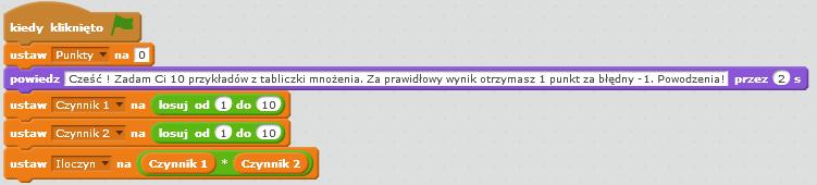 o Te liczby to czynnik pierwszy i czynniki drugi, pobierzemy je z naszych danych, czyli szuflad i wsuniemy w białe pola. Gdzie teraz należy umieścić ten klocek?