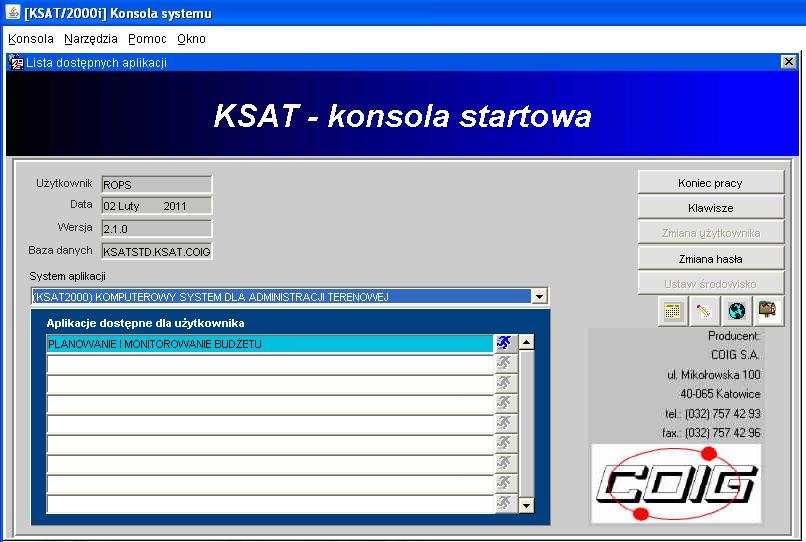 2. Moduł PLANOWANIE I MONITOROWANIE BUDŻETU, ścieżka dostępu do sprawozdań obraz ekranu 2 - Aplikacja PLANOWANIE I MONITOROWANIE BUDŻETU Ścieżka: wybieramy dostępną aplikację pod nazwą: PLANOWANIE I