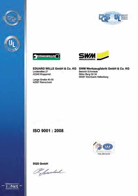 STAHLWILLE Z certyfikatem DIN EN ISO 900.
