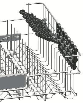 Przygotowanie Stelaż górnego kosza z regulacją wysokości Dolne i górne części stelaży z regulacją wysokości w górnym koszu zmywarki można