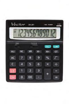 Kalkulatory Kalkulator Vector KAV DK-222 Kalkulator Vector KAV DK-28-BLK 2 pozycyjny Podwójne zasilanie Obliczanie marży Zaokrąglanie wyników Klawisz cofania Plastikowe przyciski Wymiary: 37x03x32mm