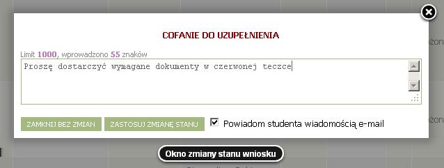 3.2 Lista wniosków obsługiwanych przez koordynatora uprawnień koordynatora dotyczących aplikowania, z którym związany jest wniosek (rozdz. 1.