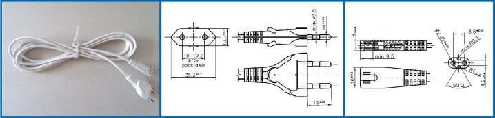 Przewód przyłączeniowy dwustronny z wtyczką i nasadką miniaturową 2,5A, 250V, kl. II.