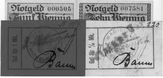 Ko obrzeg (Kolberg)- 25, 50, 50 i 75 fenigów i 1 marka 1921 wydane przez Magistrat, razem 5 sztuk I 60,- 1182.