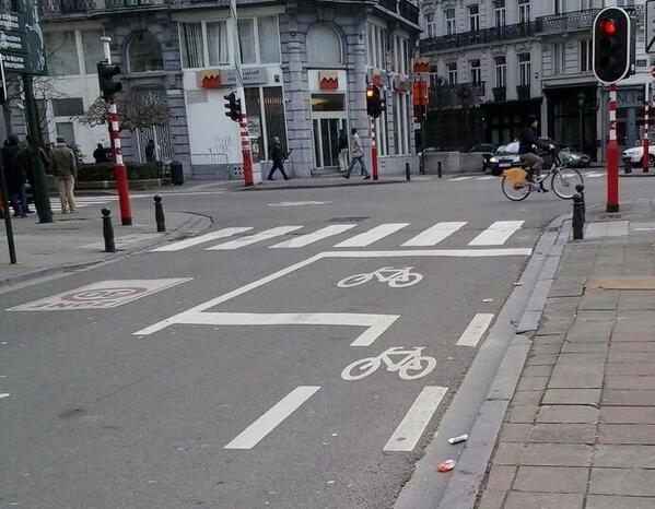 informacji, że linia ta wskazuje miejsce zatrzymania pojazdu przed śluzą rowerową.