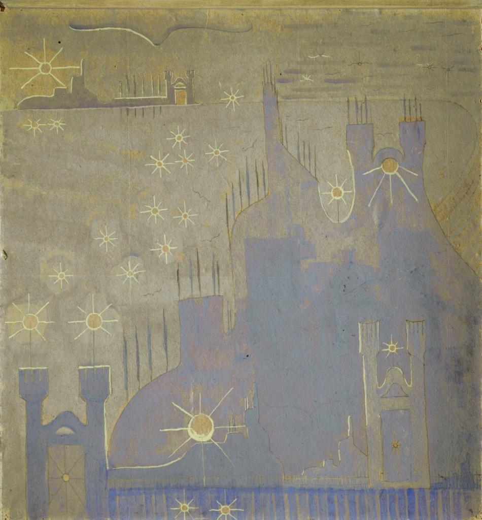 jednego z obrazów Čiurlionisa pasteli z cyklu Sonata Słońca zatytułowanej Allegro (Sonata I) 2.
