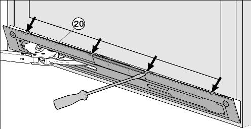 5 (4) do przodu, w kierunku urządzenia. u Zaczepić zabezpieczenie Fig. 5 (2) w otworze podłużnym. w Zabezpieczenie powoduje, że przegub nie może zostać zatrzaśnięty.