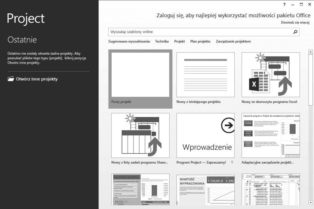 12 Microsoft Project 2013 Krok po kroku 2 1 Wykonaj jedną z poniższych czynności: Jeśli pracujesz w systemie Windows 7: W menu Start wskaż Wszystkie pogramy, kliknij Microsoft Office, a następnie