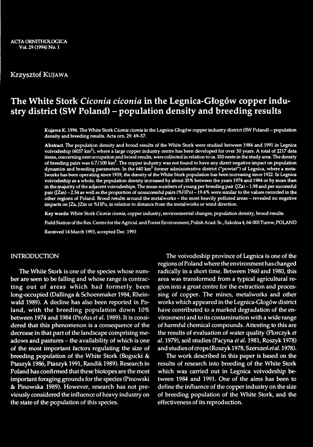 The copper industry was not found to have any direct negative impact on population dynamics and breeding parameters.