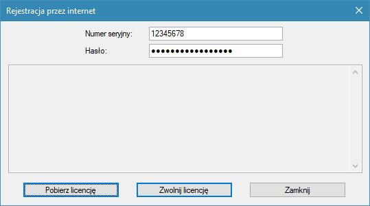 Następnie, konieczne jest wprowadzenie Numeru seryjnego oraz Hasła, a