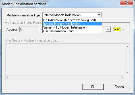 Modem Initialization Type Internal Modem