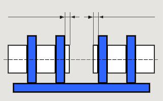 7.2 Przebieg zgrzewania Przy zgrzewaniu rur i złączek o średnicy mniejszej niż d 630 mm należy zamontować i dokręcić odpowiednie wkładki redukcyjne w podstawowe uchwyty mocujące. ca. 4 cm ca.
