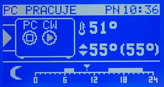 . Ekran wyboru trybu pracy A.TRYB PRACY WYŁĄCZENIE PRACA AUTO PRACA EKO URLOP Panel R470n Przejść do ekranu głównego. Nacisnąć klawisz. Pojawi się ekran wyboru trybu pracy.