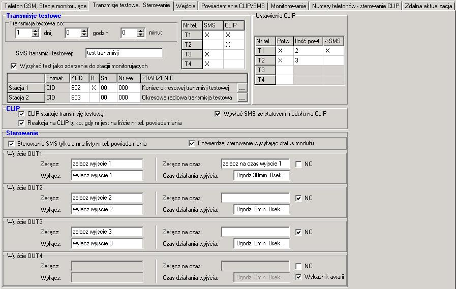 SATEL GPRS-T4 13 Rys. 9. Zakładka Transmisje testowe, Sterowanie.