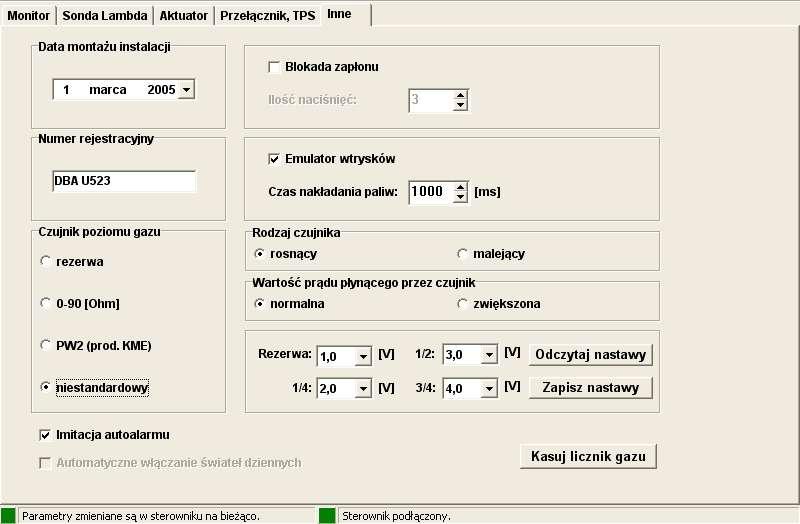 Parametr ten ma na celu uzyskanie prawidłowych wskazań prędkości obrotowej silnika samochodu w sterowniku.