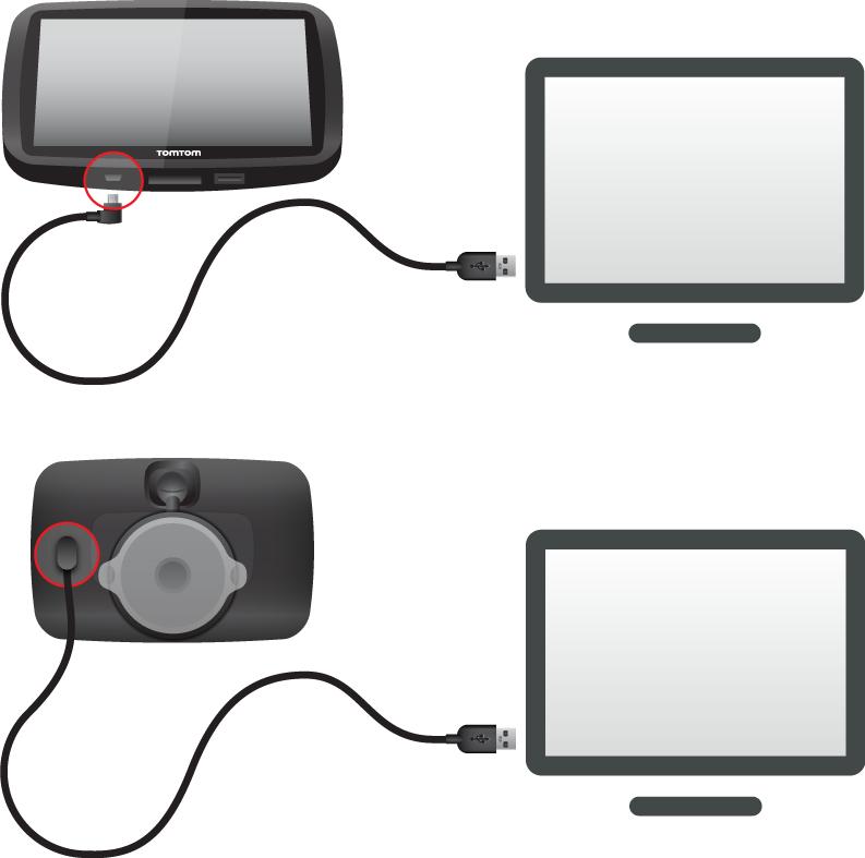 6. Kiedy pojawi się komunikat, podłącz urządzenie do komputera, używając kabla USB.