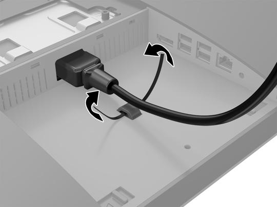 6. W razie potrzeby w celu unieruchomienia kabla zasilającego można użyj opaski zaciskowej (niedostarczona) przełożonej przez pętlę mocującą kabel zasilający.