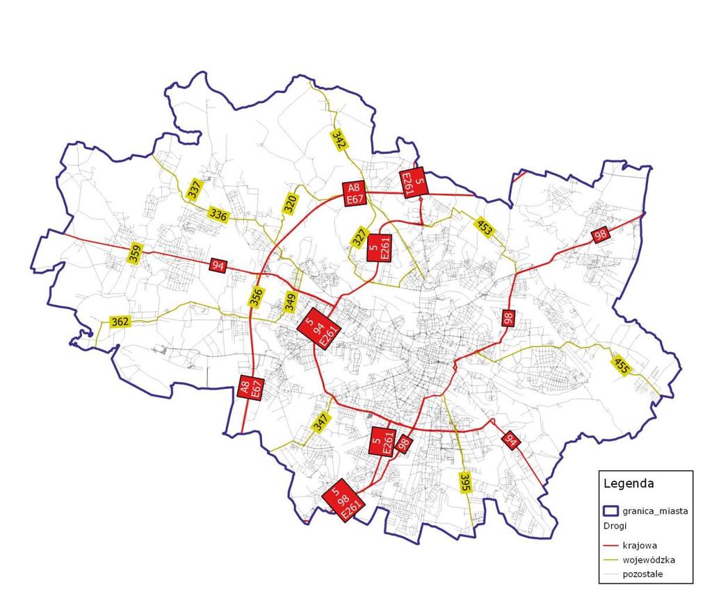 Tabela Średnie natężenia ruchu na drogach krajowych i AOW (źródło: wyniki pomiarów natężenia ruchu z 2016/2017, oraz dane z Inteligentnego Systemu Transportu ITS Wrocław ) Pora dnia Pora wieczoru