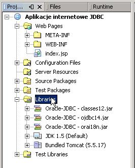 Kliknij przycisk Add JAR/Folder Zaznacz pliki classes12.jar, ojdbc14.jar i orai18n.