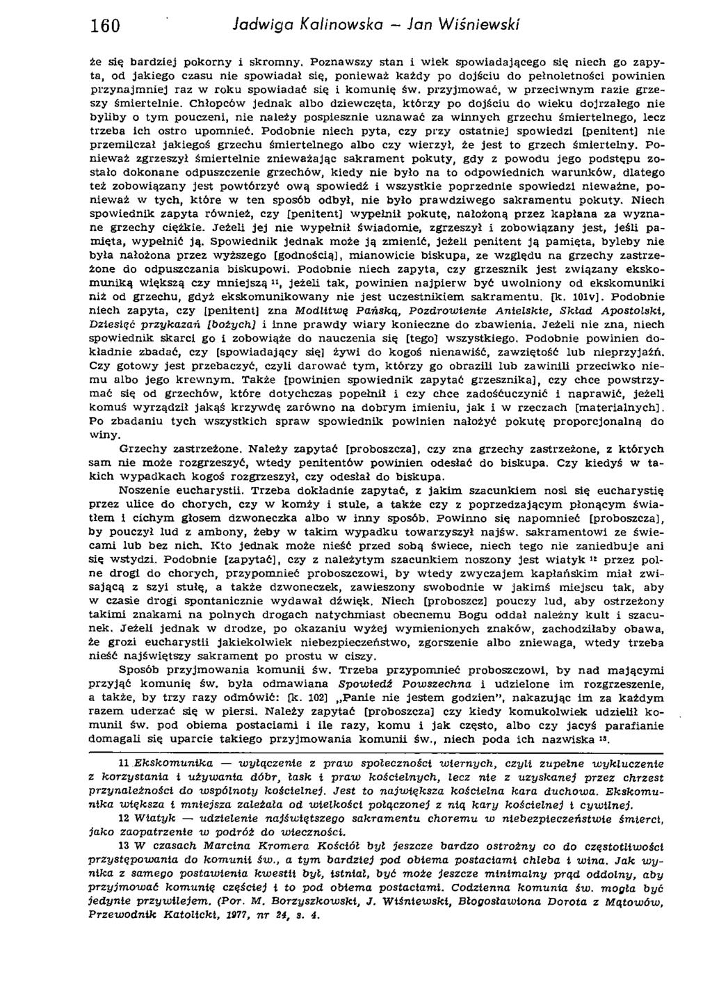 160 Jadwiga Kalinowska - Jan Wiśniewski że się b a r d z ie j p o k o r n y i s k ro m n y.