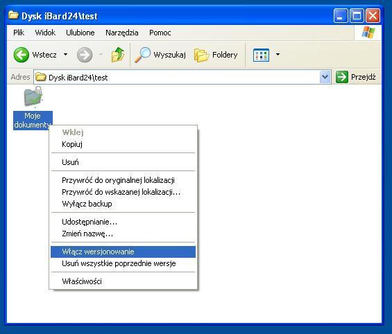 4.6 WERSJONOWANIE Wersjonowanie czyli dostęp do poprzednich wersji plików, pozwala na odzyskanie wcześniej zapisanych wersji plików.