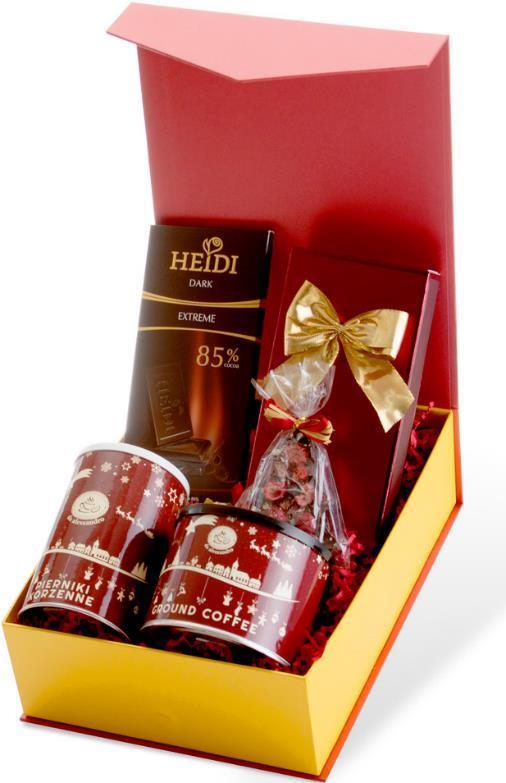 CL34 ZIMA W PEŁNI Hamlet praliny belgijskie 125 g red Heidi czekolada Dark Extreme 85% 80g Cortez choinka z ciemnej czekolady z