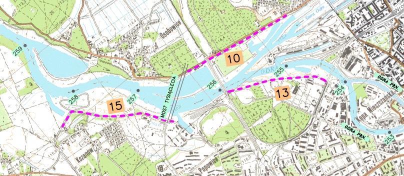 MAPA POGLĄDOWA KONTRAKT B1-11 Lokalizacja: Wrocław, na zachód od jego centrum, na lewym i prawy brzegu rzeki Odry: Łączna kubatura robót