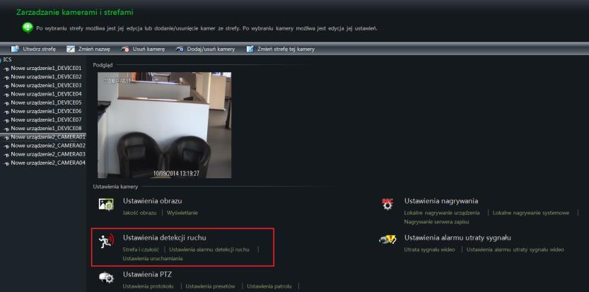 37 7.3 Nagrywanie z detekcji ruchu W panelu sterowania kliknij Zmień Ustawienia Kamery w