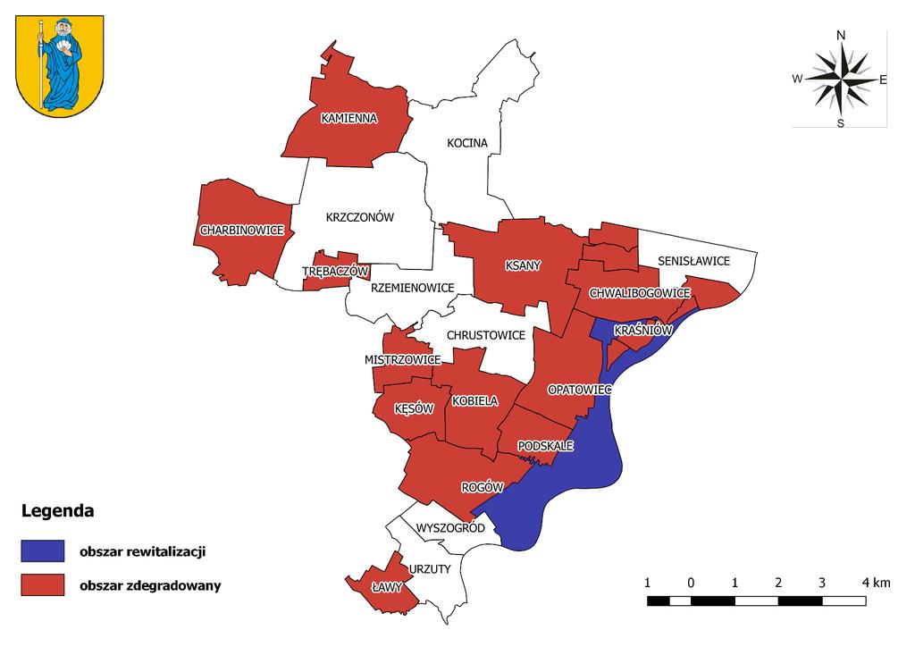 Mapa 12 Lokalizacja obszaru rewitalizacji na tle obszaru