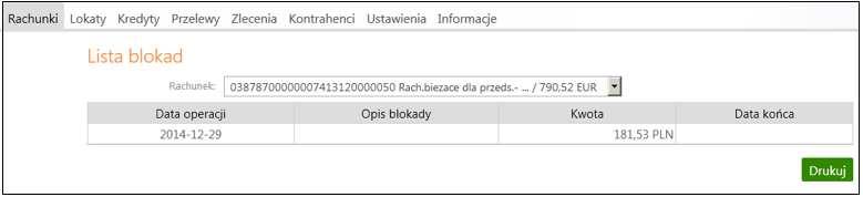 operacji, dla dowolnego (dostępnego w Serwisie) rachunku bieżącego wybranej firmy lub jednostki organizacyjnej.