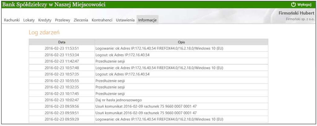 Rys. 54 Okno "Log zdarzeń". 1.47.