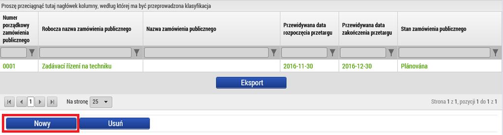 Po jego dodaniu należy wypełnić wszystkie właściwe pola tak samo jak we wniosku projektowym. Zamówienia publiczne Zakładka obejmuje podstawowe informacje o zamówieniu publicznym.