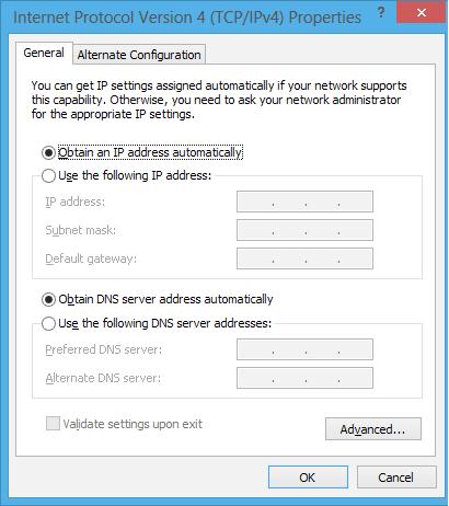 Naciśnij polecenie Naciśnij polecenie Obtain an IP address automatically (Uzyskaj automatycznie