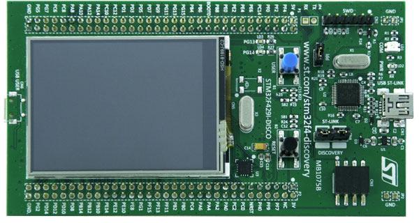 Rys. 3.1.1. Płytka uruchomieniowa STM32F429I DISCO. STM32F429I DISCO Panel dotykowy I2C STM32F429ZIT6 LI9341 LCD Controller SPI Rys. 3.1.2. Schemat blokowy płytki uruchomieniowej STM32F429I DISCO. 3.2. Opis działania Komunikacja z aplikacją: interfejs dotykowy.