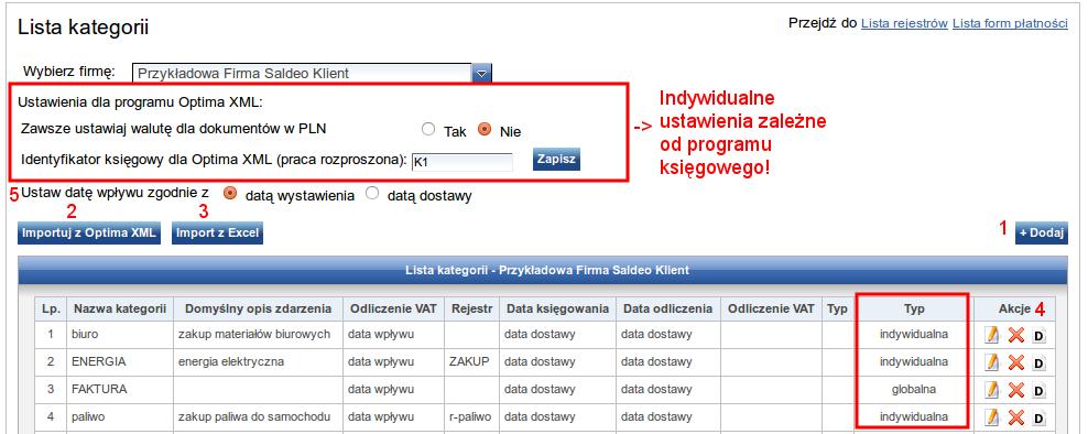 W kolumnie Akcje (4) dla kategorii dostępne są opcje: edycji kategorii umożliwia m. in.