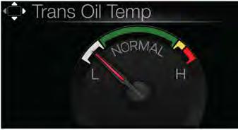 Wyświetlacze informacyjne Temp. oleju skrz. b. Wyświetla temperaturę pracy płynu w skrzyni biegów.