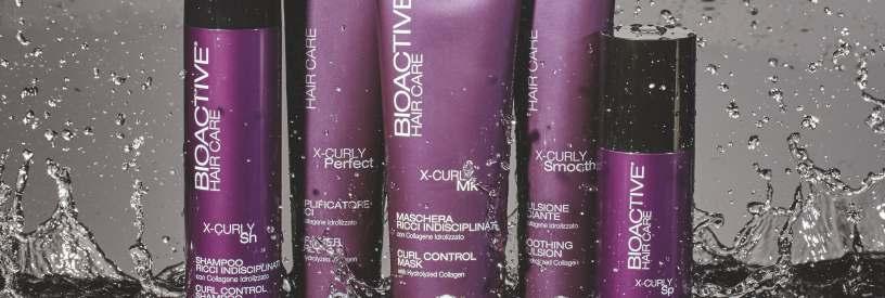 BIOACTIVE HAIR CARE X-CURLY X-CURLY SZAMPON Szampon do włosów kręconych, falistych oraz puszących się. Zawiera zhydrolizowany kolagen. Delikatnie oczyszcza skórę głowy nie obciążając przy tym włosów.