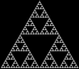 3. Powtarzać procedurę z punktu 2. Po k krokach początkowy trójkąt będzie miał 1+3+3 2 +...+3 k-1 dziur, którymi są usunięte trójkąty różnej wielkości.